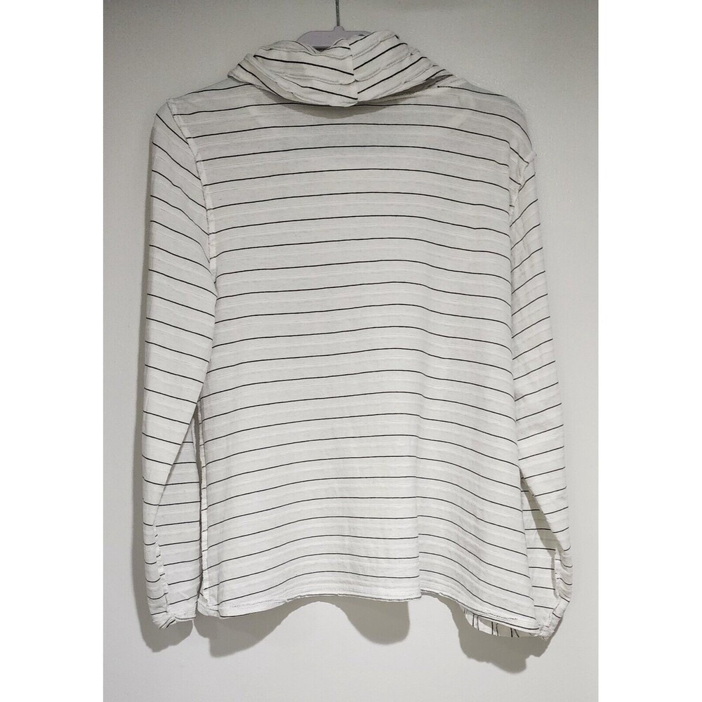 Habitat Clothes Womens Cotton Tiered Top M White Black Striped Cowl Neck Jersey - Picture 6 of 9